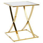 Mirrored Top and Gold Finish Side Table