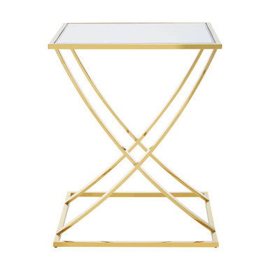 Mirrored Top and Gold Finish Side Table