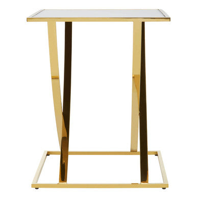 Mirrored Top and Gold Finish Side Table