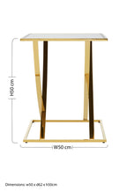 Mirrored Top and Gold Finish Side Table