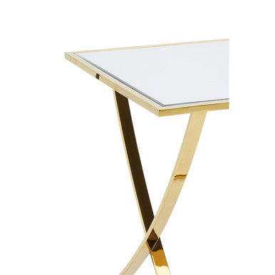 Mirrored Top and Gold Finish Side Table