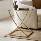 Mirrored Top and Gold Finish Side Table