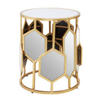 Mirrored Top and Gold Finish Round Side Table