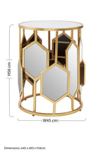 Mirrored Top and Gold Finish Round Side Table