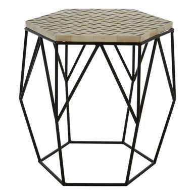 Ivory and Black Hexagon Side Table