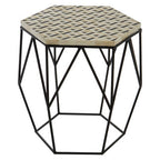 Ivory and Black Hexagon Side Table