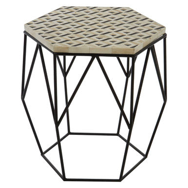Ivory and Black Hexagon Side Table