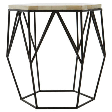Ivory and Black Hexagon Side Table