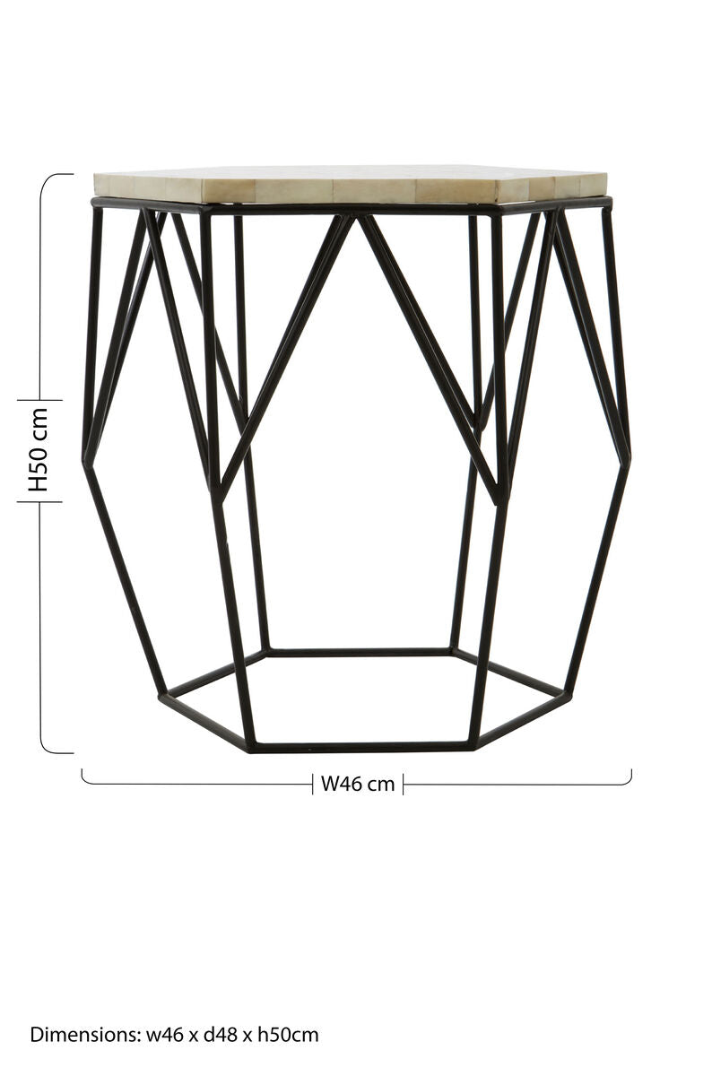 Ivory and Black Hexagon Side Table