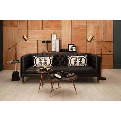 Assorted Horn Effect Hexagonal Top Side Table with Gold Pedestal and Black Base