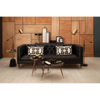 Assorted Horn Effect Hexagonal Top Side Table with Gold Pedestal and Black Base