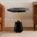 Assorted Horn Effect Hexagonal Top Side Table with Gold Pedestal and Black Base
