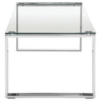 Silver Finish Rectangular Coffee Table with Clear Glass Top