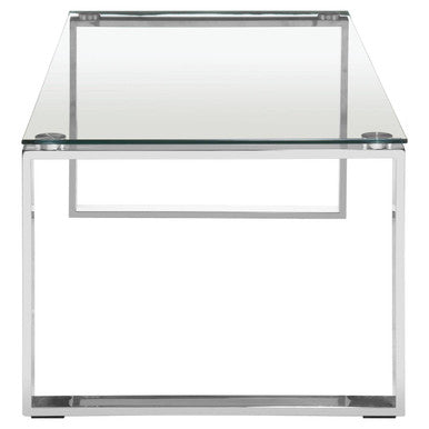 Silver Finish Rectangular Coffee Table with Clear Glass Top