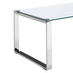 Silver Finish Rectangular Coffee Table with Clear Glass Top