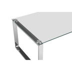 Silver Finish Rectangular Coffee Table with Clear Glass Top