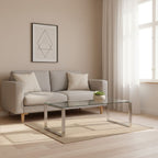 Silver Finish Rectangular Coffee Table with Clear Glass Top
