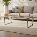 Silver Finish Rectangular Coffee Table with Clear Glass Top