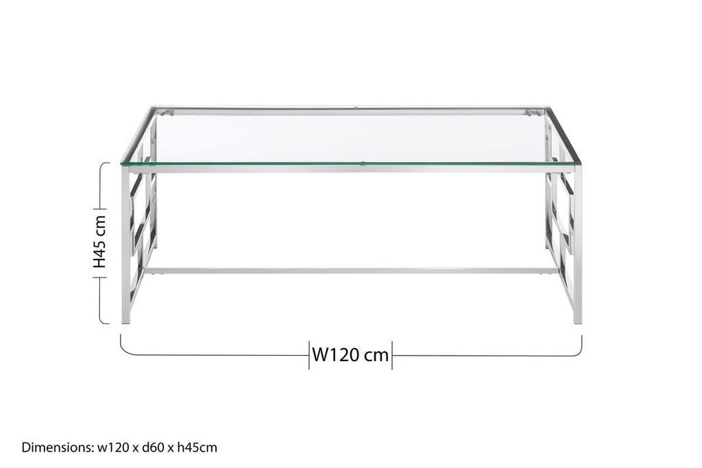 Silver Finish Rectangular Coffee Table