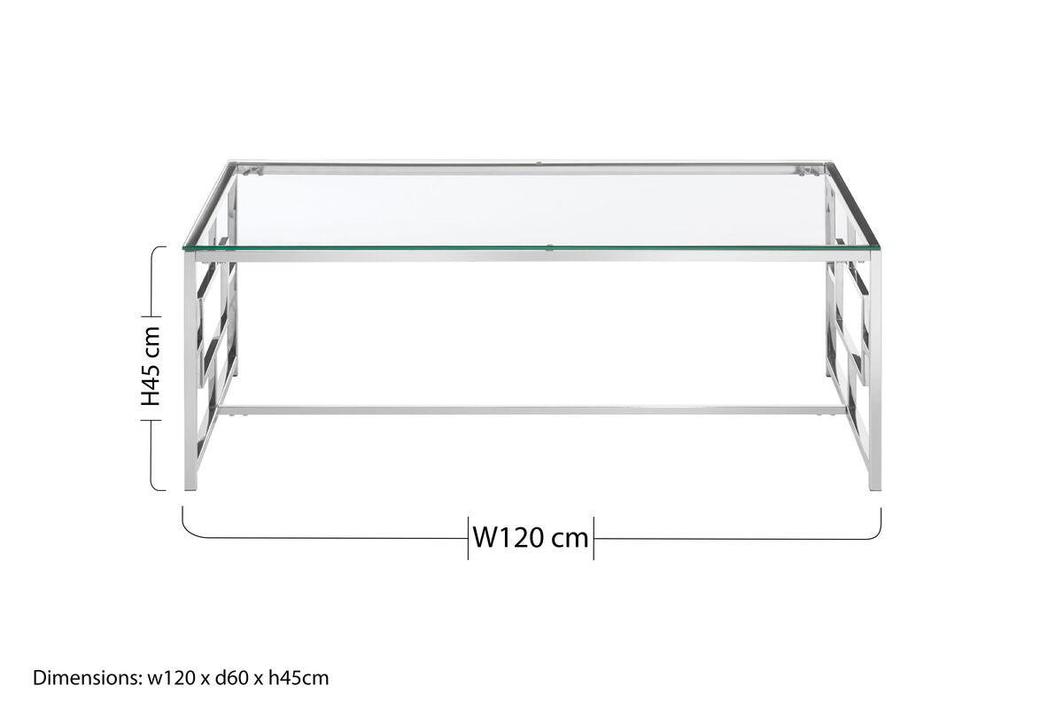 Silver Finish Rectangular Coffee Table