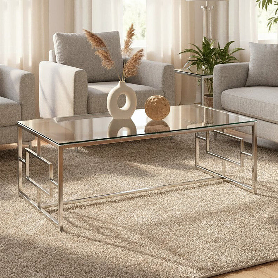 Silver Finish Rectangular Coffee Table