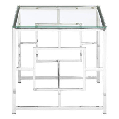 Silver Finish Square Side Table