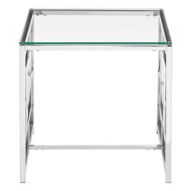 Silver Finish Square Side Table