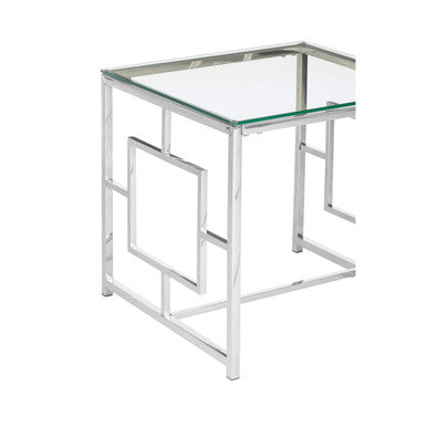 Silver Finish Square Side Table