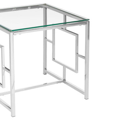 Silver Finish Square Side Table