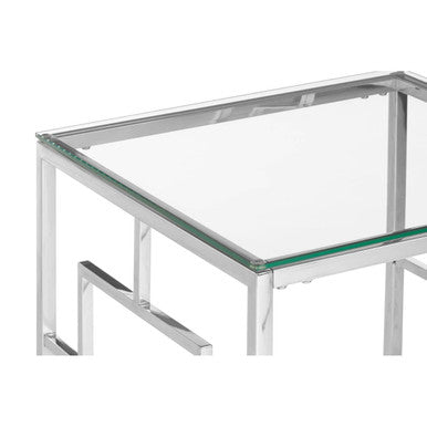 Silver Finish Square Side Table