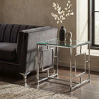 Silver Finish Square Side Table