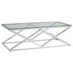 Silver Finish Coffee Table with Inverted Prism Base