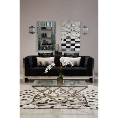Silver Finish Coffee Table with Inverted Prism Base