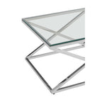 Silver Finish Coffee Table with Inverted Prism Base