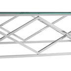 Silver Finish Coffee Table with Inverted Prism Base