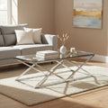 Silver Finish Coffee Table with Inverted Prism Base