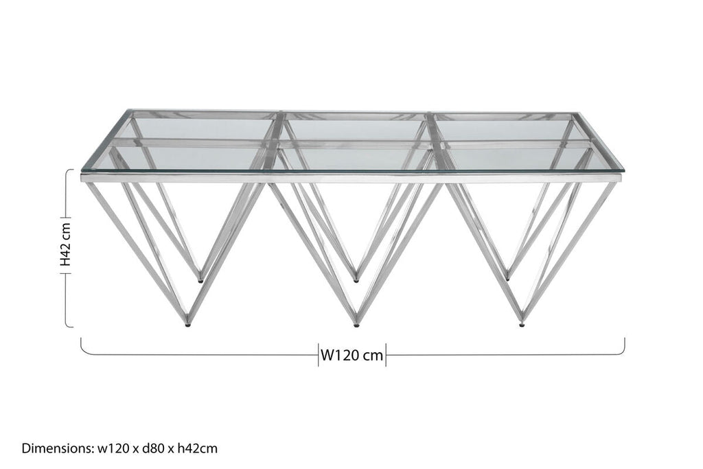 Silver Finish Coffee Table with Six Pincer Legs