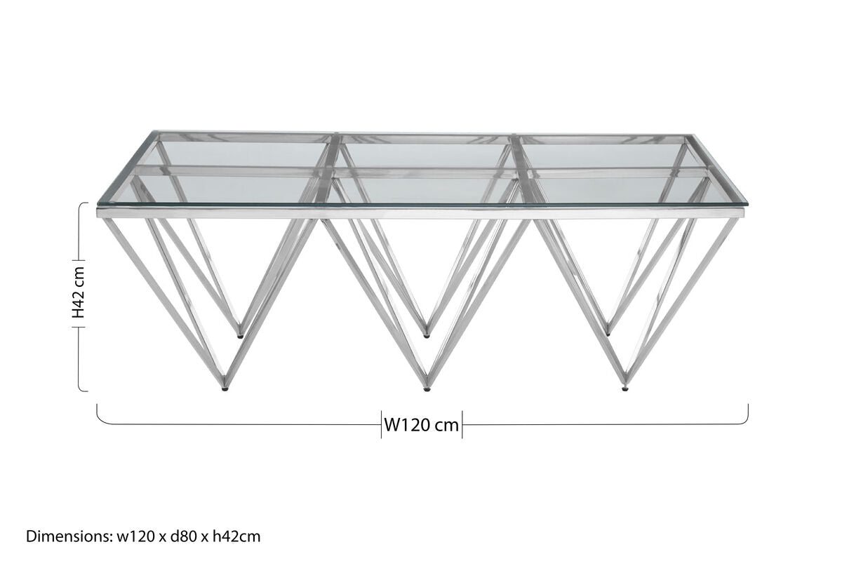 Silver Finish Coffee Table with Six Pincer Legs