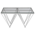 Clear Glass Square Coffee Table with Silver Finish Base