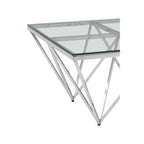 Clear Glass Square Coffee Table with Silver Finish Base