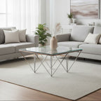 Clear Glass Square Coffee Table with Silver Finish Base