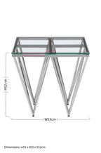 Clear Glass Square Side Table with Silver Finish Spike Base
