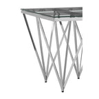 Clear Glass Square Side Table with Silver Finish Spike Base