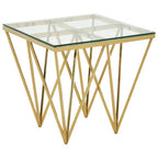 Gold Finish Side Table with Pincer Legs