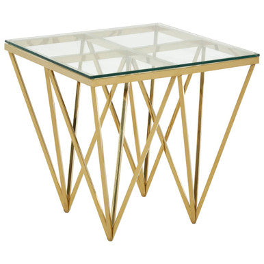Gold Finish Side Table with Pincer Legs