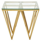 Gold Finish Side Table with Pincer Legs