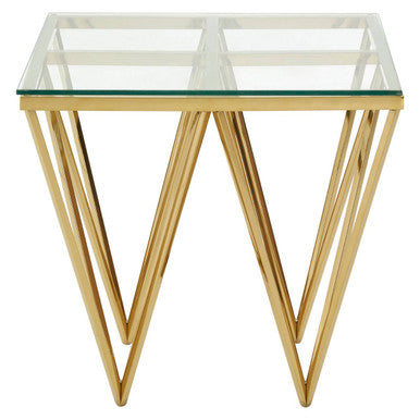 Gold Finish Side Table with Pincer Legs