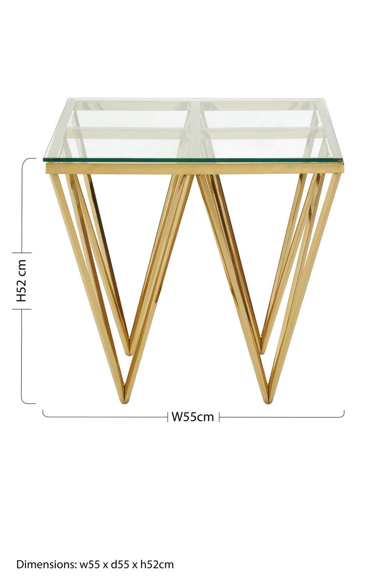 Gold Finish Side Table with Pincer Legs