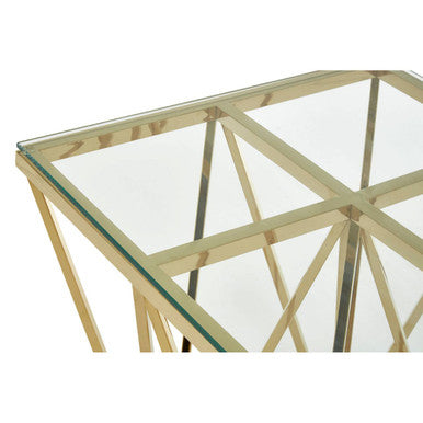 Gold Finish Side Table with Pincer Legs
