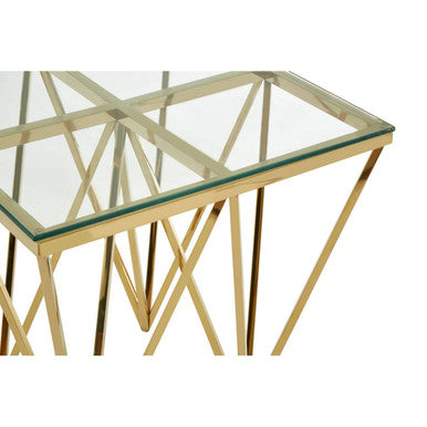 Gold Finish Side Table with Pincer Legs
